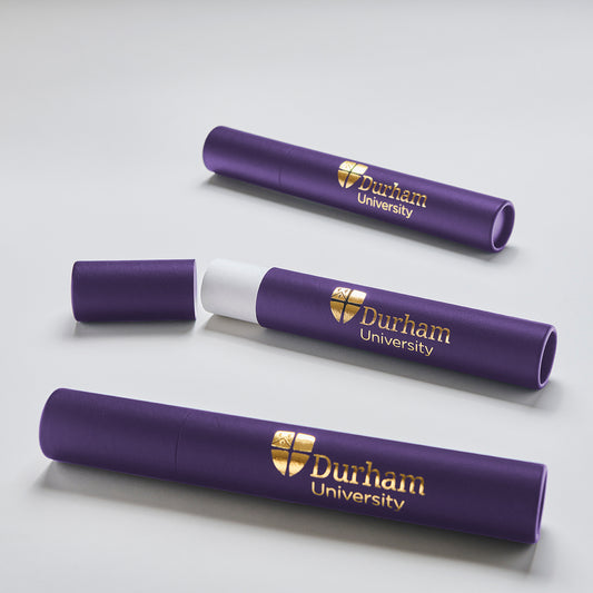 Durham_University_Scroll_Tube_Purple with gold logo 